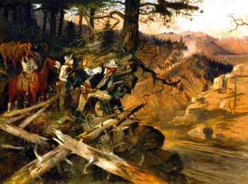 Indiana Cowboy Painting - the ambush 1896 Charles Marion Russell Indiana cowboy